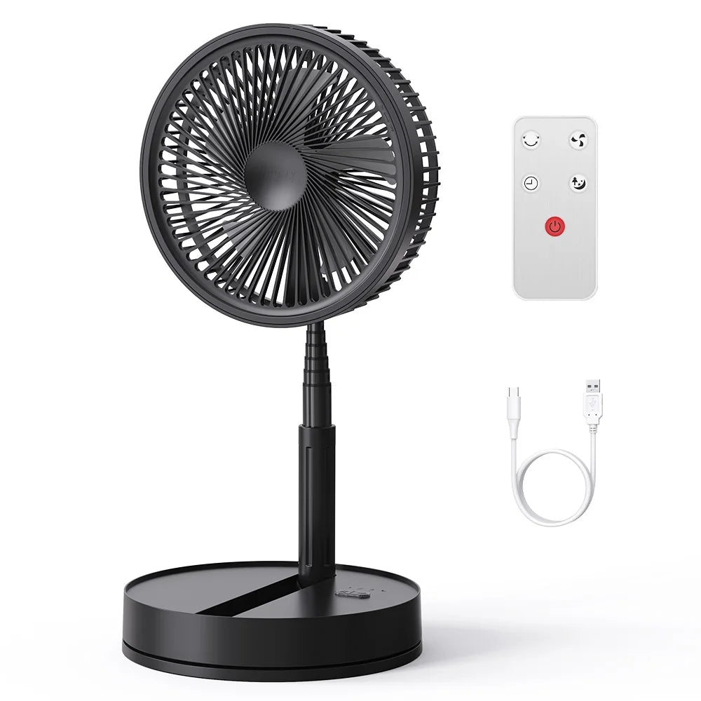 9'' Portable Telescopic Fan Foldable Table Fan USB Rechargeable 8000mAh Low Noise Fan Height Adjustable For Outdoor & Indoor