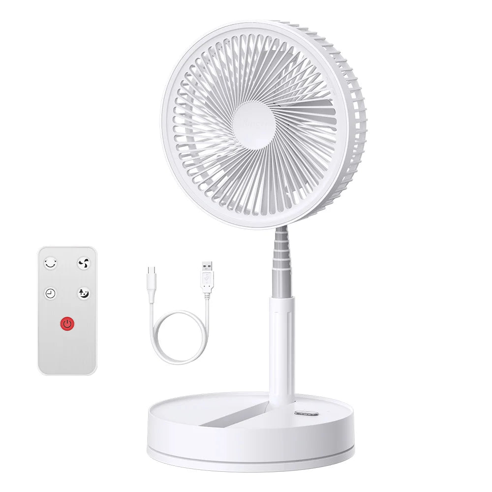 9'' Portable Telescopic Fan Foldable Table Fan USB Rechargeable 8000mAh Low Noise Fan Height Adjustable For Outdoor & Indoor