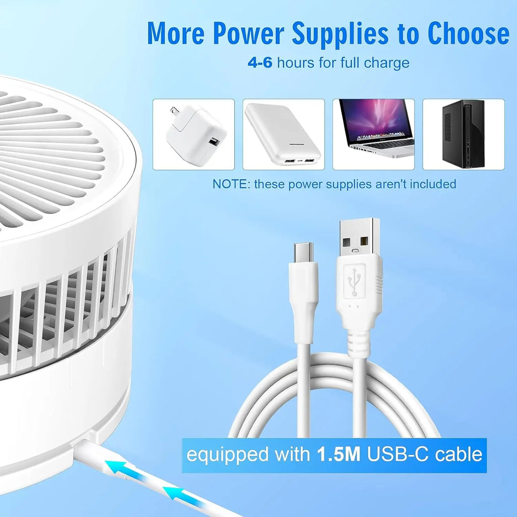 9" Foldable Telescopic Fan Portable Small Table Fan USB Rechagerable With Remote Control Low Noise Floor Fan For Outdoor Indoor