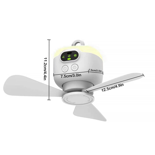 8000mHA Portable Ceiling Fan With LED Light & Remote Control Outdoor Camping Tent Hanging Fan USB Rechargeable Electric Fan