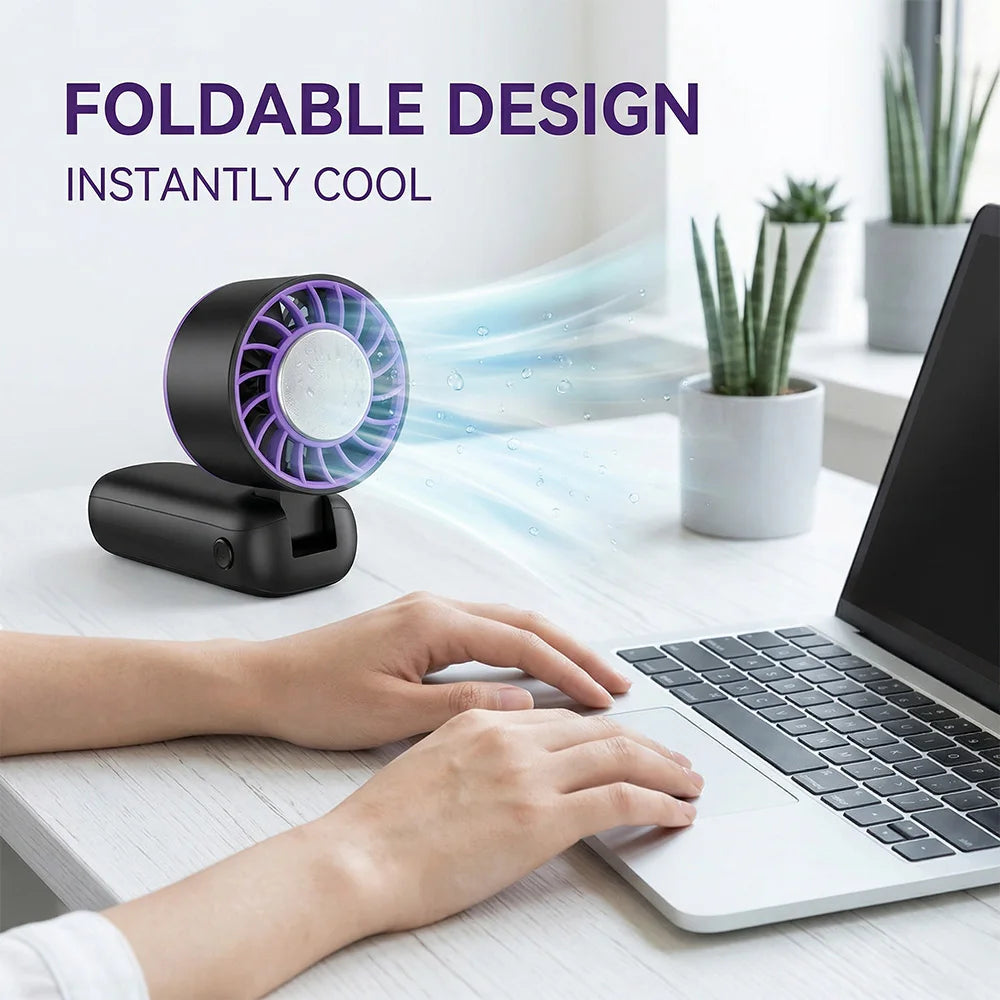 Portable Handheld Fan with Turbo Instant Cooling 120 Wind Speeds USB Rechargeable LED Display – Mini Desktop Fan for Indoor & Outdoor Use