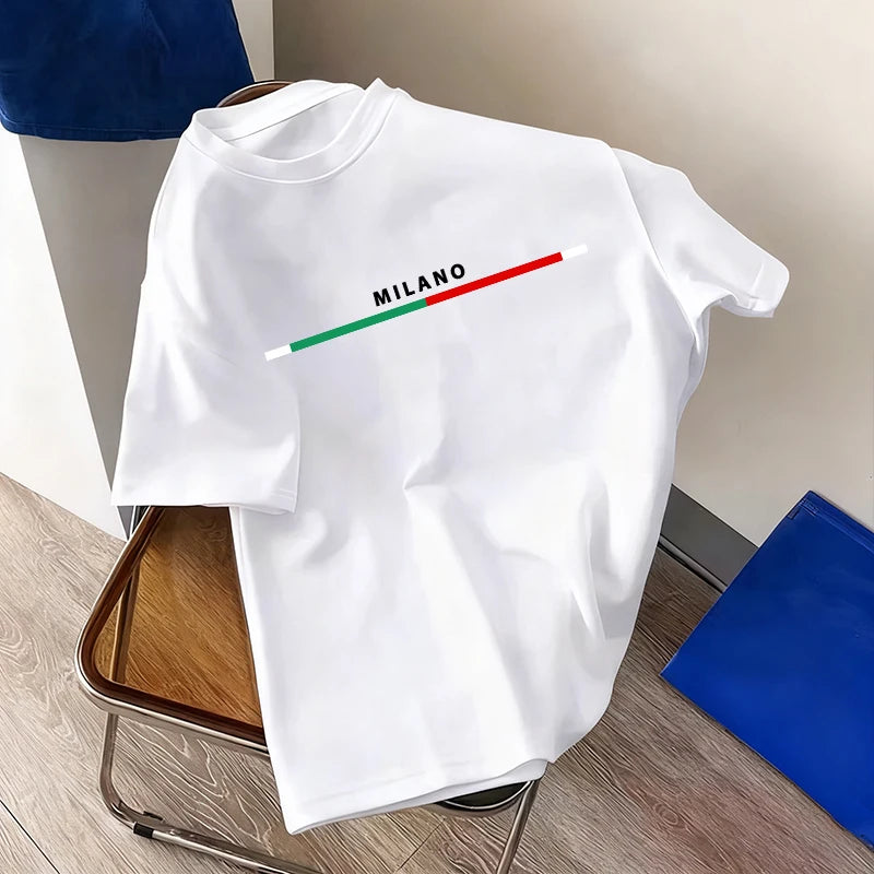 Men's Italy Print Oversized Cotton Tee – 8 Styles