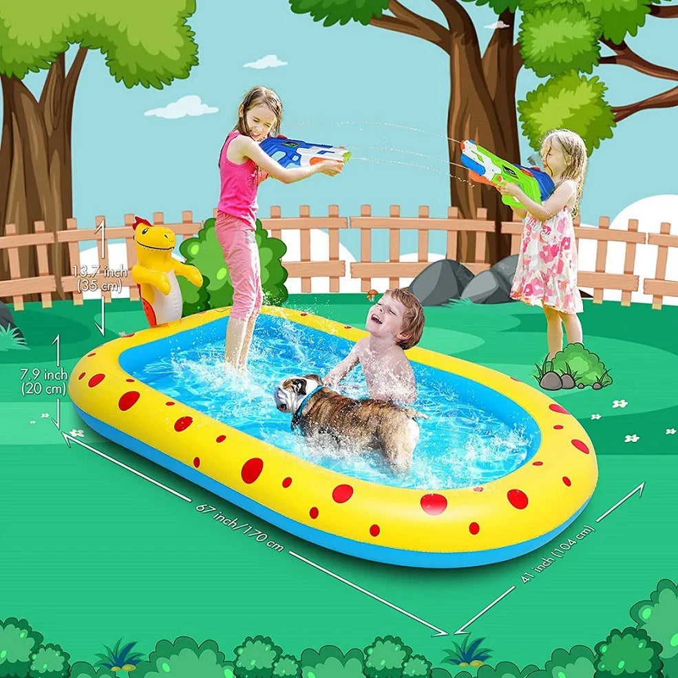 1.7M Dinosaur Inflatable Pool – Sprinkler & Splash Play Mat