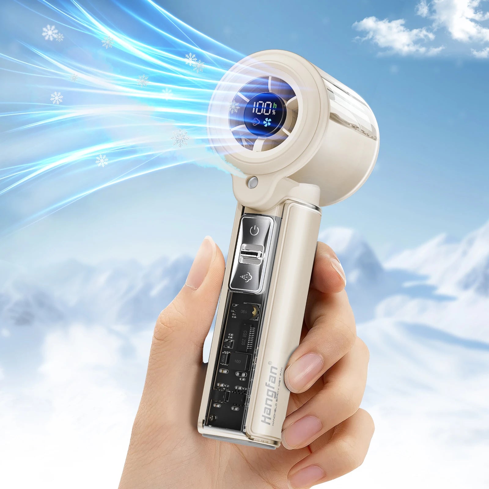 Hangfan portable spray handheld fan [19H maximum cooling time], 3000mAh USB rechargeable spray fan, 100 gear adjustable, mini fa