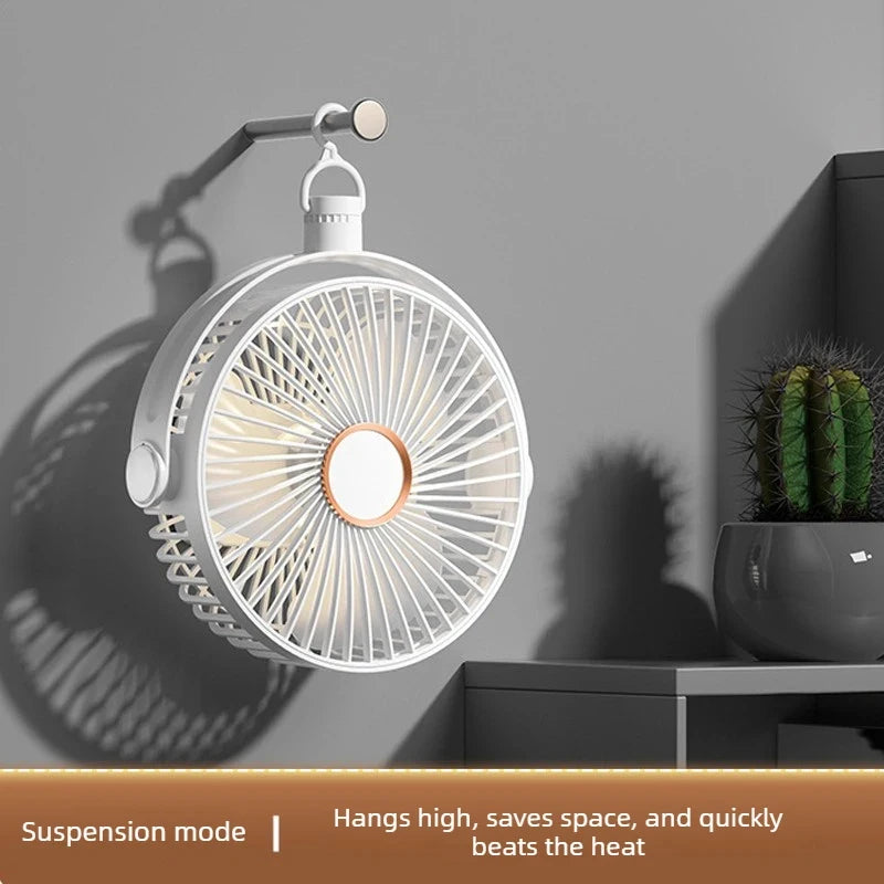 4 in 1 USB Rechargeable Fan with LED Night Light 5 Speed 720° Adjustable Low Noise Mini Desk Clip Fan For Home Office Camping