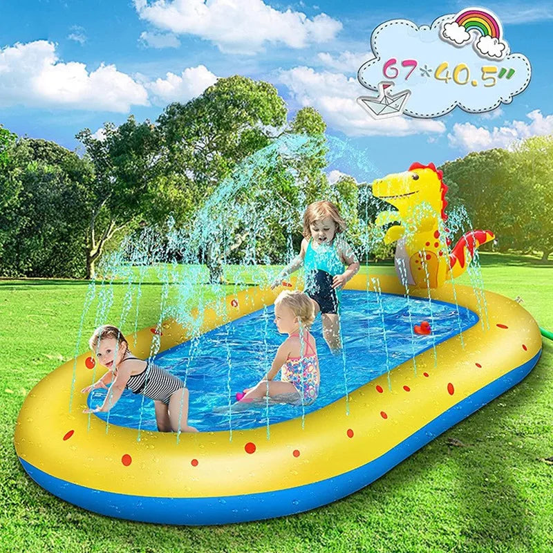 1.7M Dinosaur Inflatable Pool – Sprinkler & Splash Play Mat