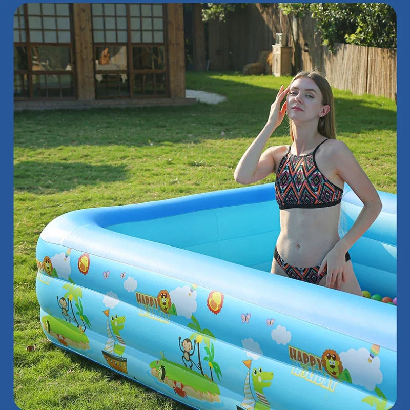 Mini Inflatable Swimming Pool – Cartoon Animal Print 51 Inch