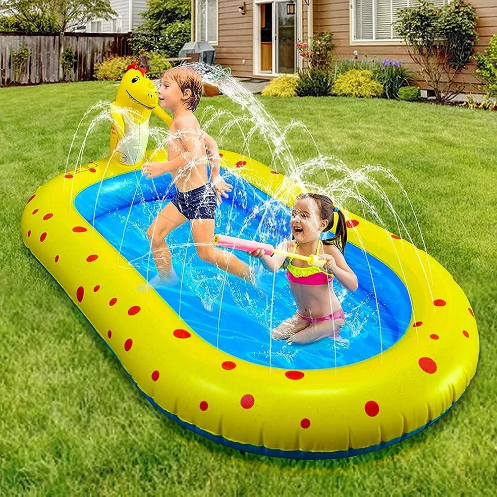 1.7M Dinosaur Inflatable Pool – Sprinkler & Splash Play Mat