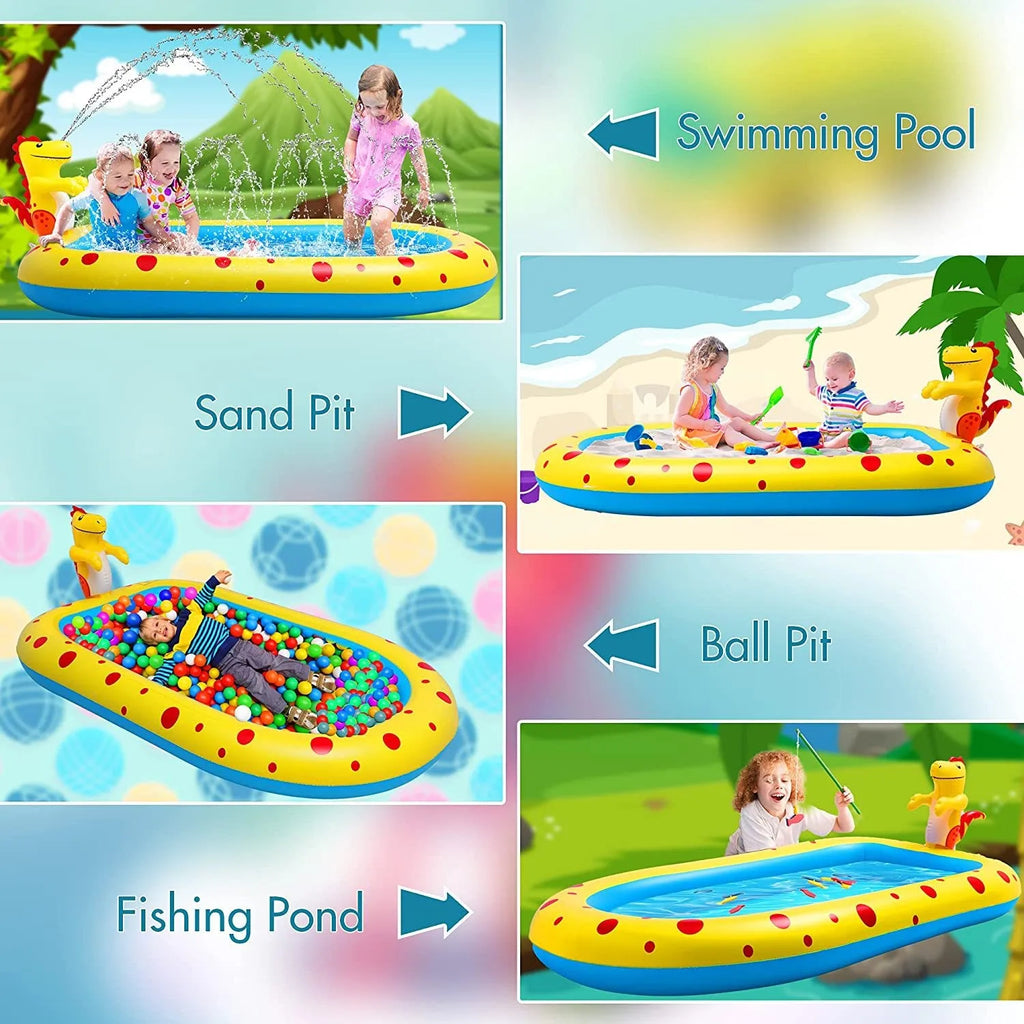 1.7M Dinosaur Inflatable Pool – Sprinkler & Splash Play Mat