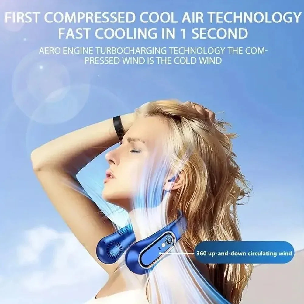 Neck Fan USB Portable Neck Fan Rechargeable Portable Cooler Neckband Bladeless~