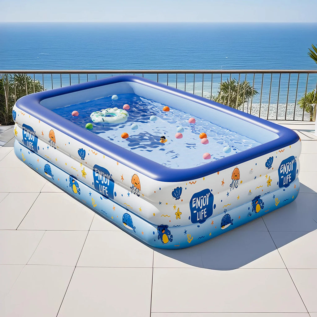 Large Inflatable Swimming Pool – Vibrant Colour Backyard Family Pool
