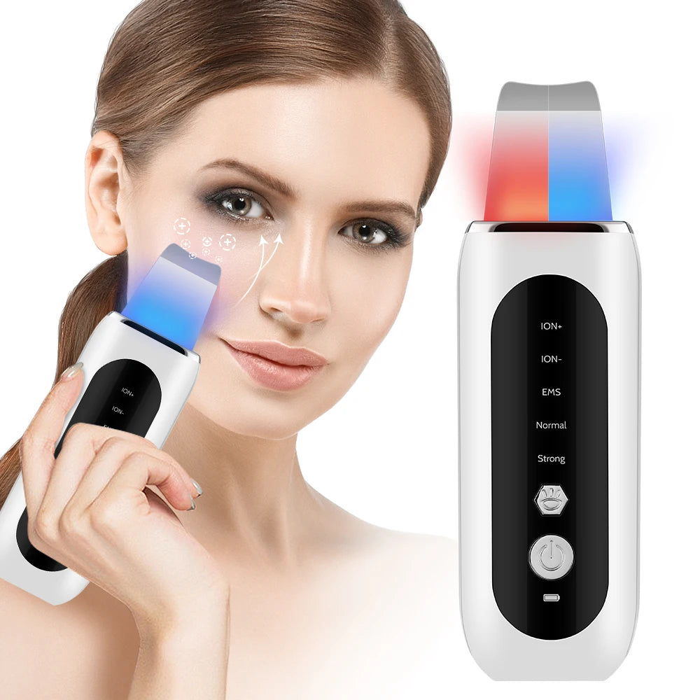 Ultrasonic Skin Scrubber Face Pore Cleaner Deep Cleansing Tool with 4 Modes Peeling Blackhead Remover for Facial Skincare