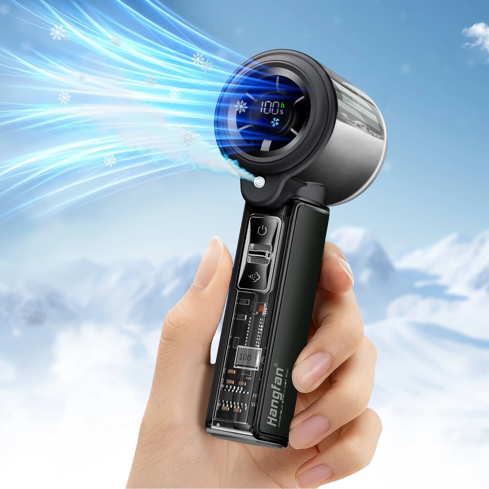 Hangfan portable spray handheld fan [19H maximum cooling time], 3000mAh USB rechargeable spray fan, 100 gear adjustable, mini fa
