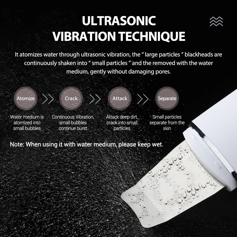 Ultrasonic Skin Scrubber Face Pore Cleaner Deep Cleansing Tool with 4 Modes Peeling Blackhead Remover for Facial Skincare