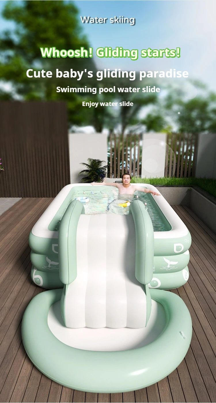 Oversized Family Inflatable Pool – Sunshade, Slide & Float Boat