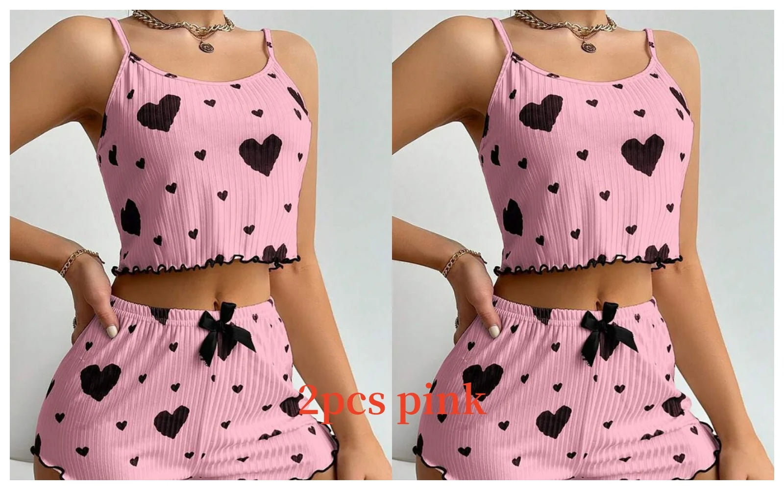 Women's Love Print Pyjama Set – Tank Top & Shorts (S-L)