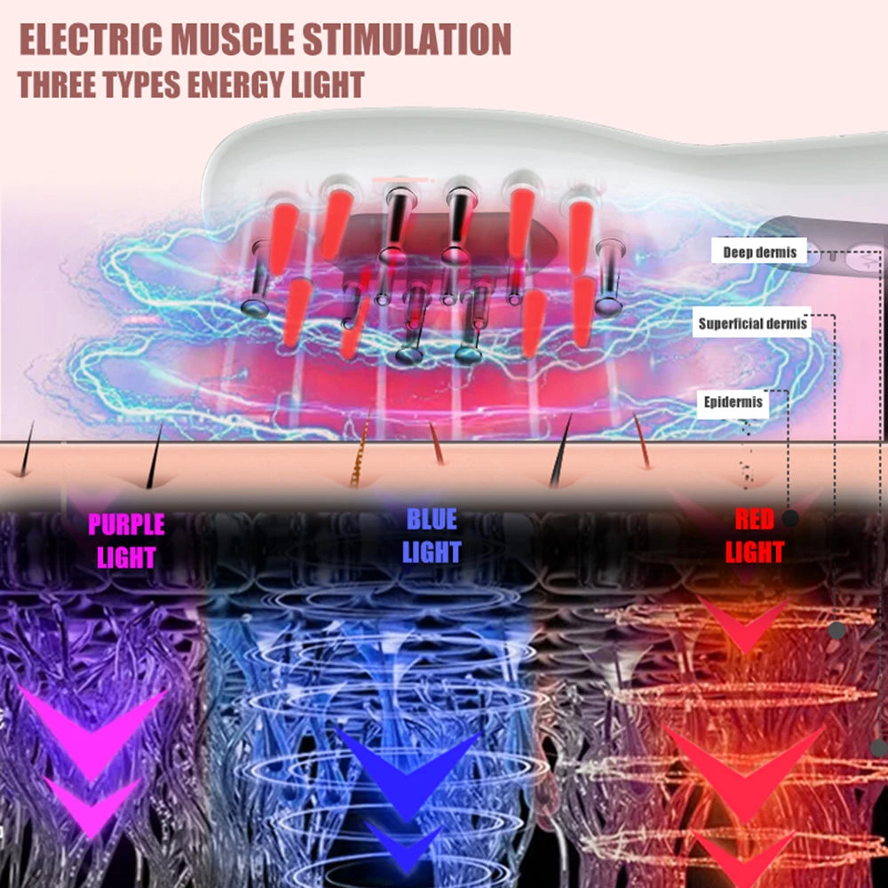 Electric Scalp Massage Comb Red Blue LED Light Therapy EMS Vibration Massage Brush Anti-Hair Loss Medicine Scalp Oil Applicator