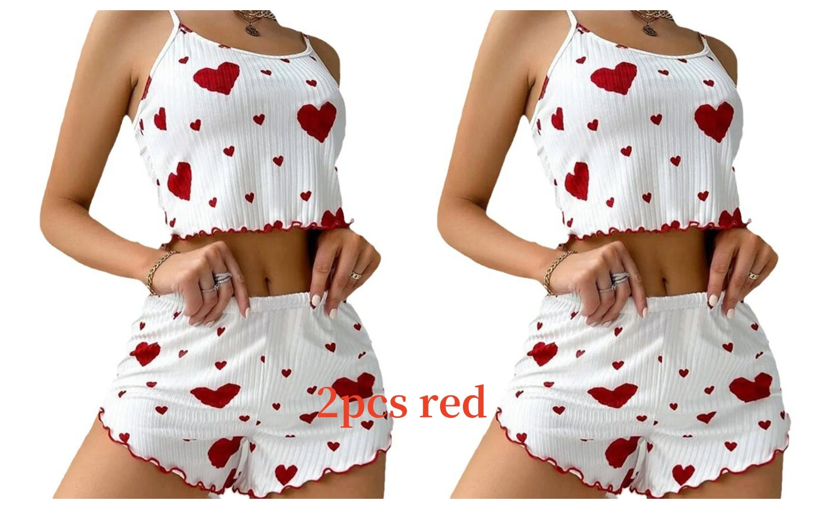 Women's Love Print Pyjama Set – Tank Top & Shorts (S-L)
