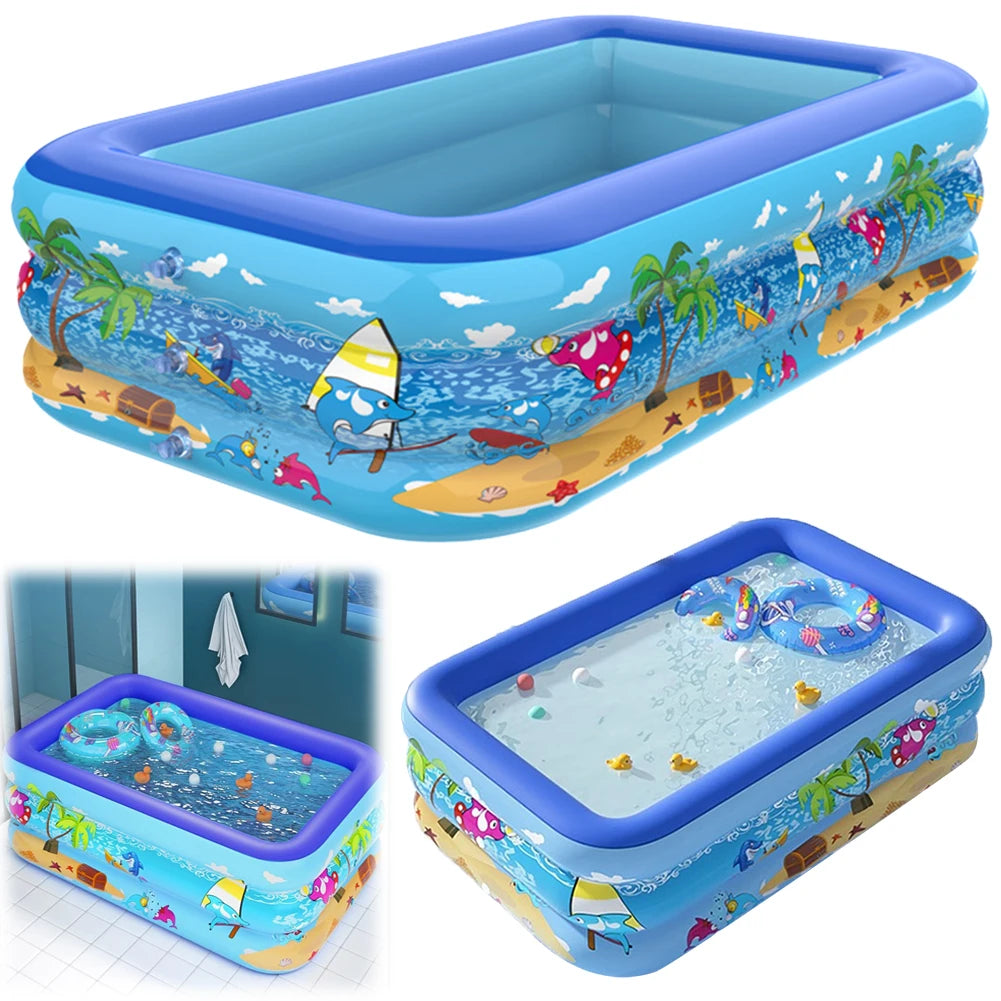 Large Family Inflatable Swimming Pool – 120cm Rectangle Frame