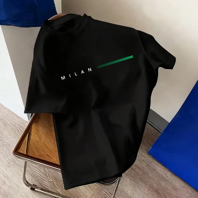 Men's Italy Print Oversized Cotton Tee – 8 Styles