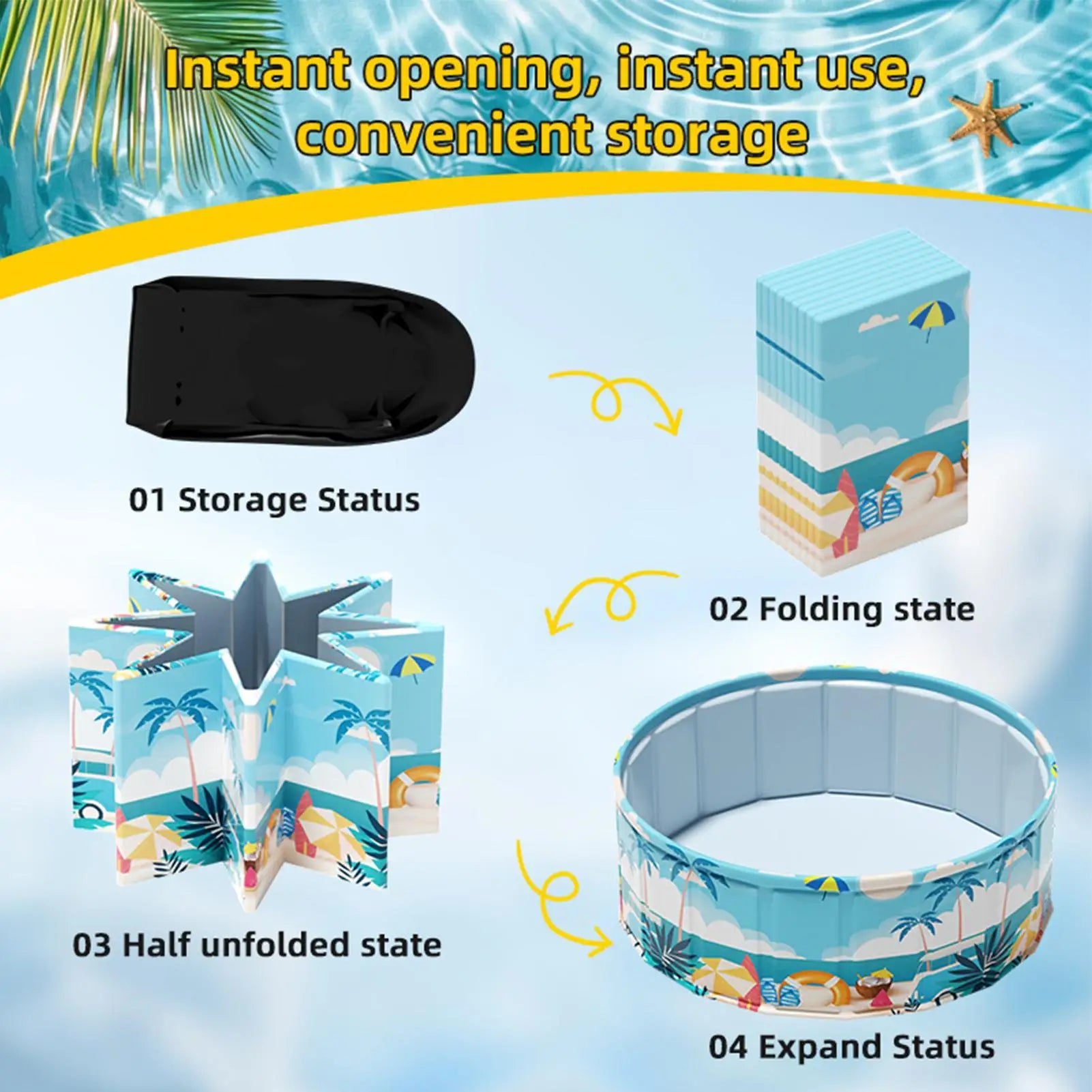 Foldable Inflatable Paddling Pool – Kids & Pets 90/120/160cm