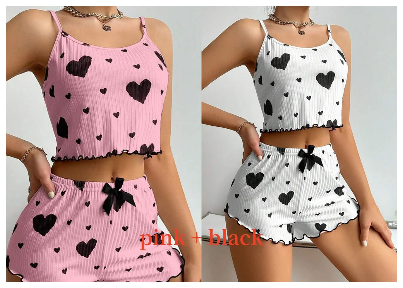 Women's Love Print Pyjama Set – Tank Top & Shorts (S-L)