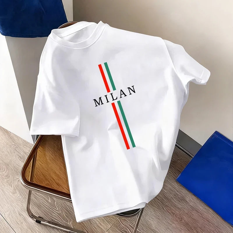 Men's Italy Print Oversized Cotton Tee – 8 Styles