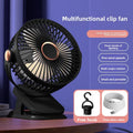 4 in 1 USB Rechargeable Fan with LED Night Light 5 Speed 720° Adjustable Low Noise Mini Desk Clip Fan For Home Office Camping