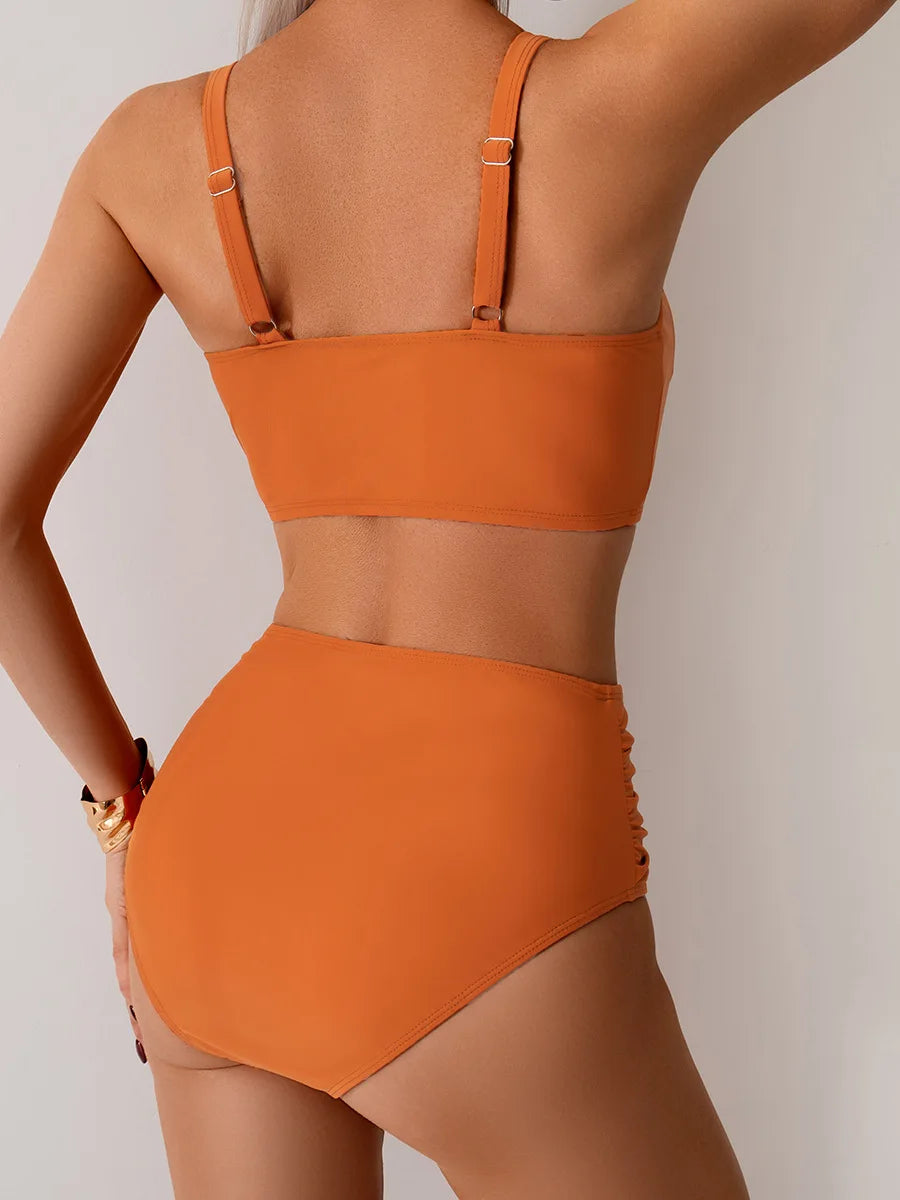 High Waist Cross Bikini Set — Two Piece Swimsuit