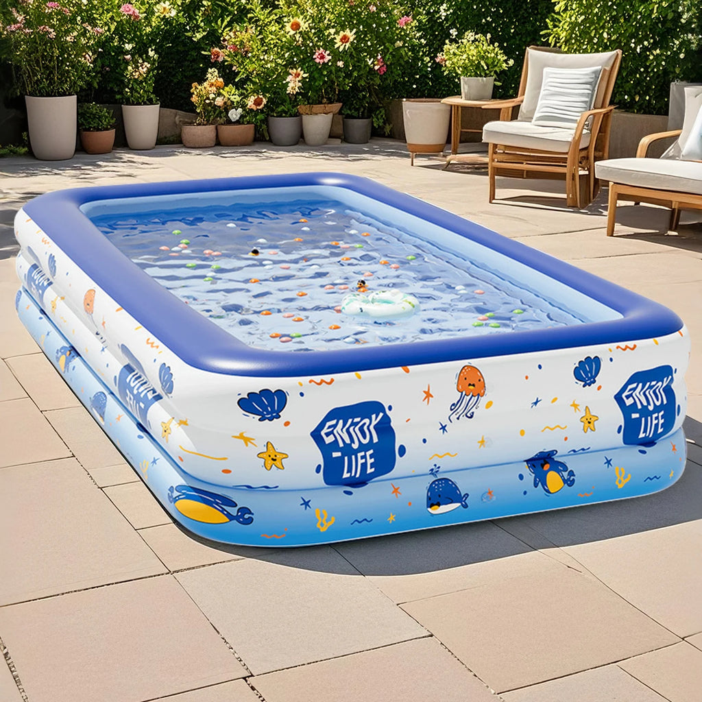 Large Inflatable Swimming Pool – Vibrant Colour Backyard Family Pool