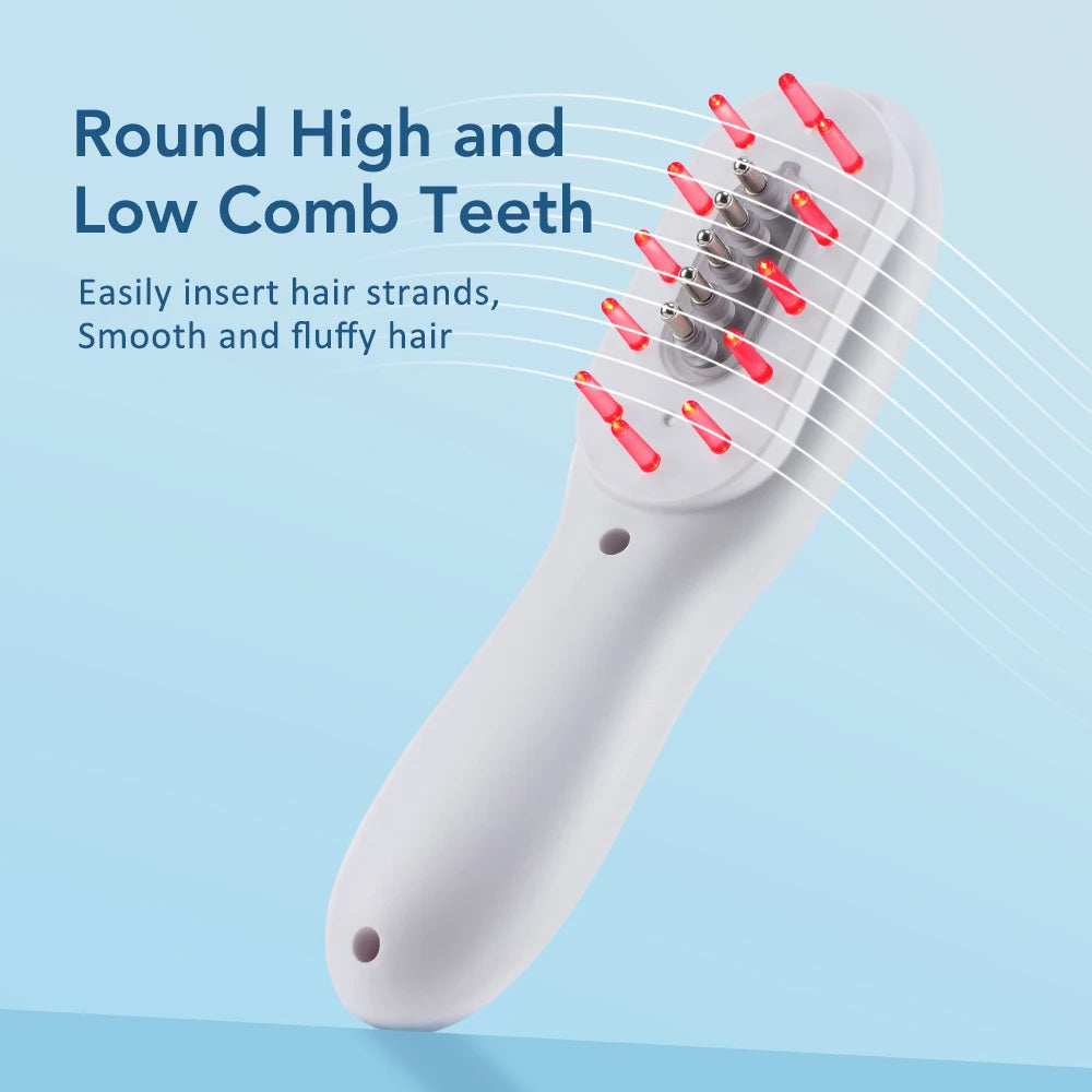Electric Scalp Massage Comb Red Blue LED Light Therapy EMS Vibration Massage Brush Anti-Hair Loss Medicine Scalp Oil Applicator