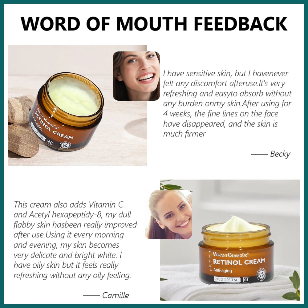 30g Retinols Facial Cream Eye Serum Moisturizing Firming Lifting Anti-Aging Reduce Wrinkle Fine Lines Face Skin Care Beauty