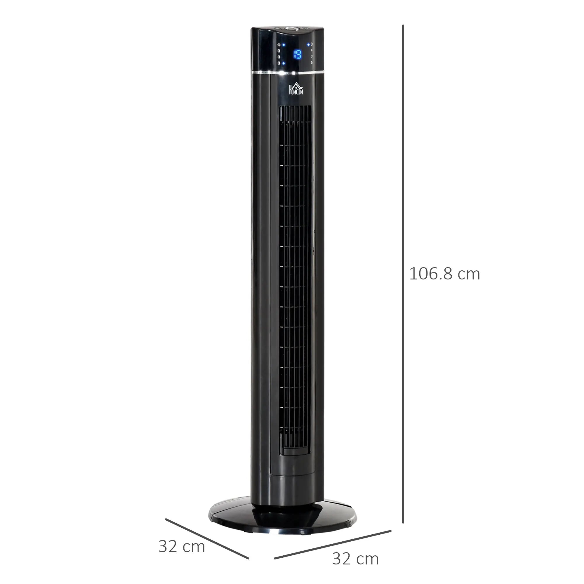 HOMCOM Tower Fan Anion Cooling Bedroom w/ Oscillating, Remote Controller, Black