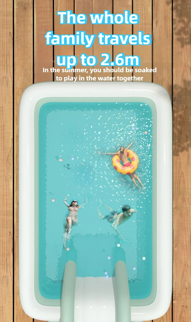Oversized Family Inflatable Pool – Sunshade, Slide & Float Boat