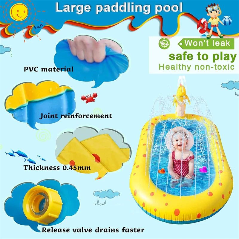 Dinosaur Sprinkler Splash Pool – 3-in-1 Kids Outdoor Water Toy