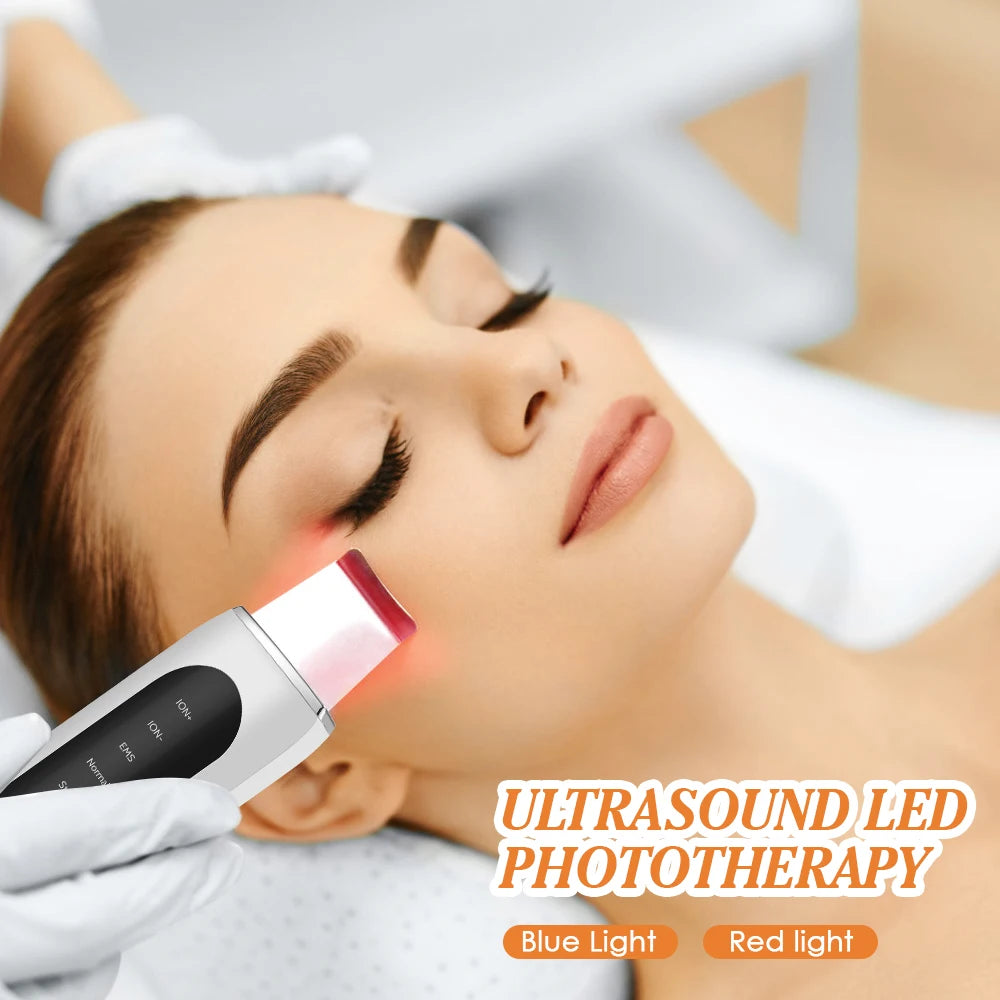 Ultrasonic Skin Scrubber Face Pore Cleaner Deep Cleansing Tool with 4 Modes Peeling Blackhead Remover for Facial Skincare