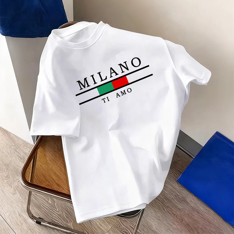 Men's Italy Print Oversized Cotton Tee – 8 Styles