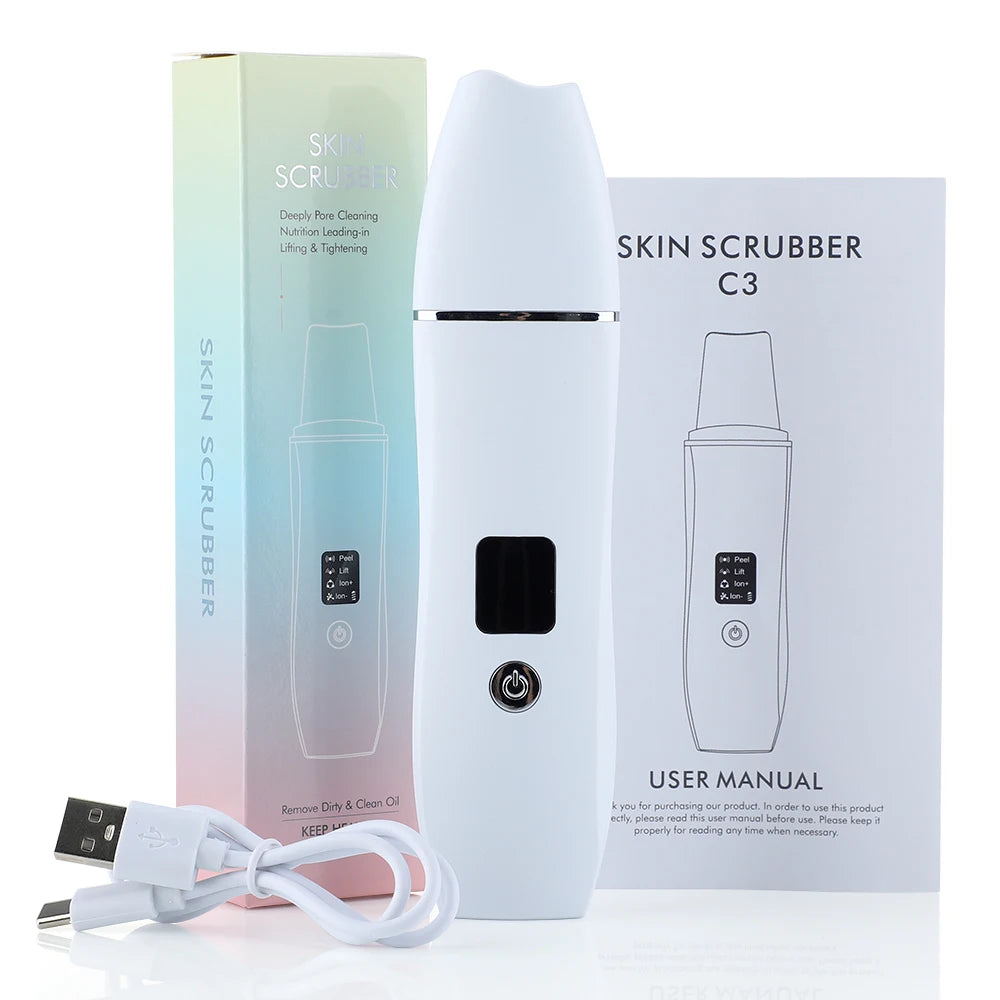 Ultrasonic Skin Scrubber Face Pore Cleaner Deep Cleansing Tool with 4 Modes Peeling Blackhead Remover for Facial Skincare