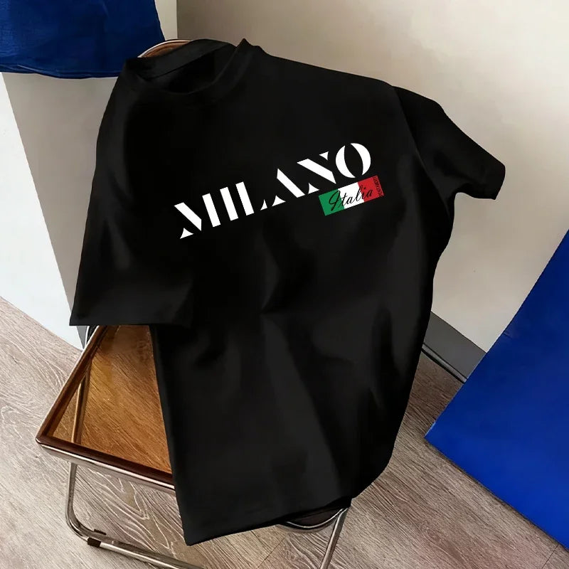 Men's Italy Print Oversized Cotton Tee – 8 Styles