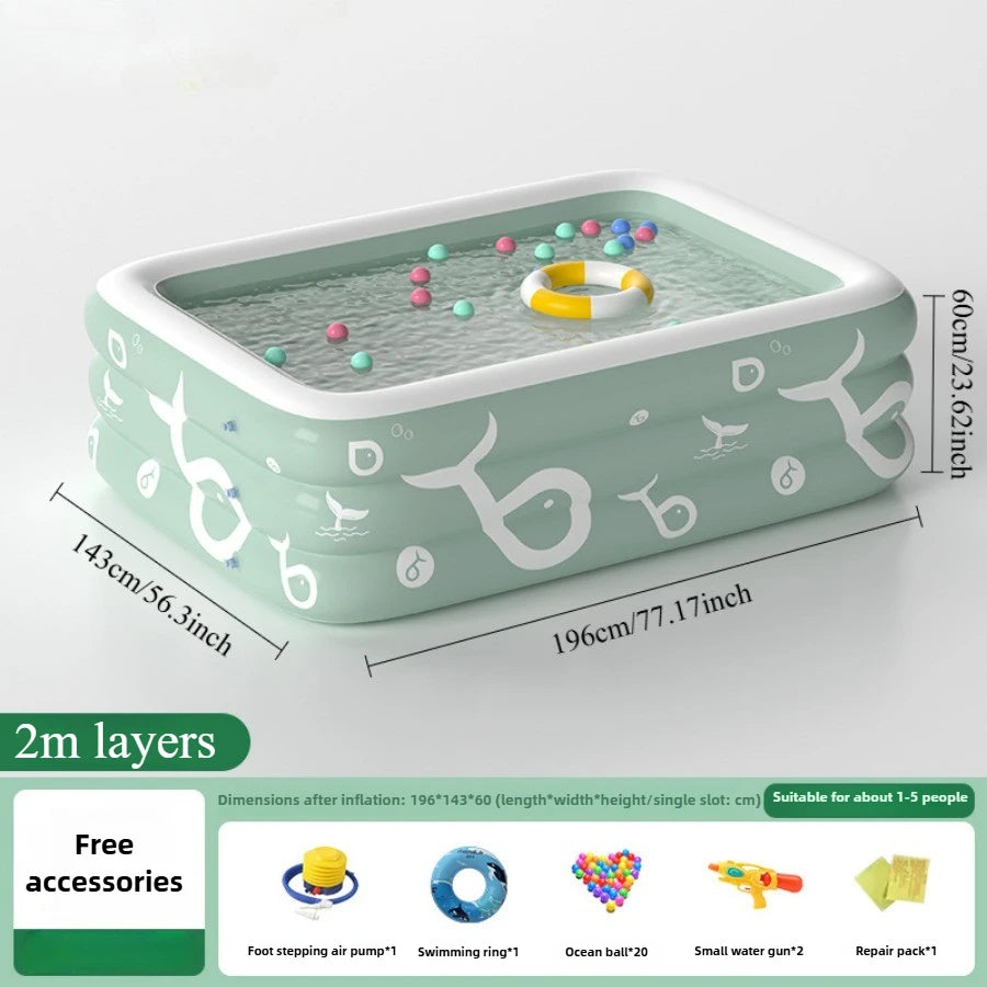 Oversized Family Inflatable Pool – Sunshade, Slide & Float Boat