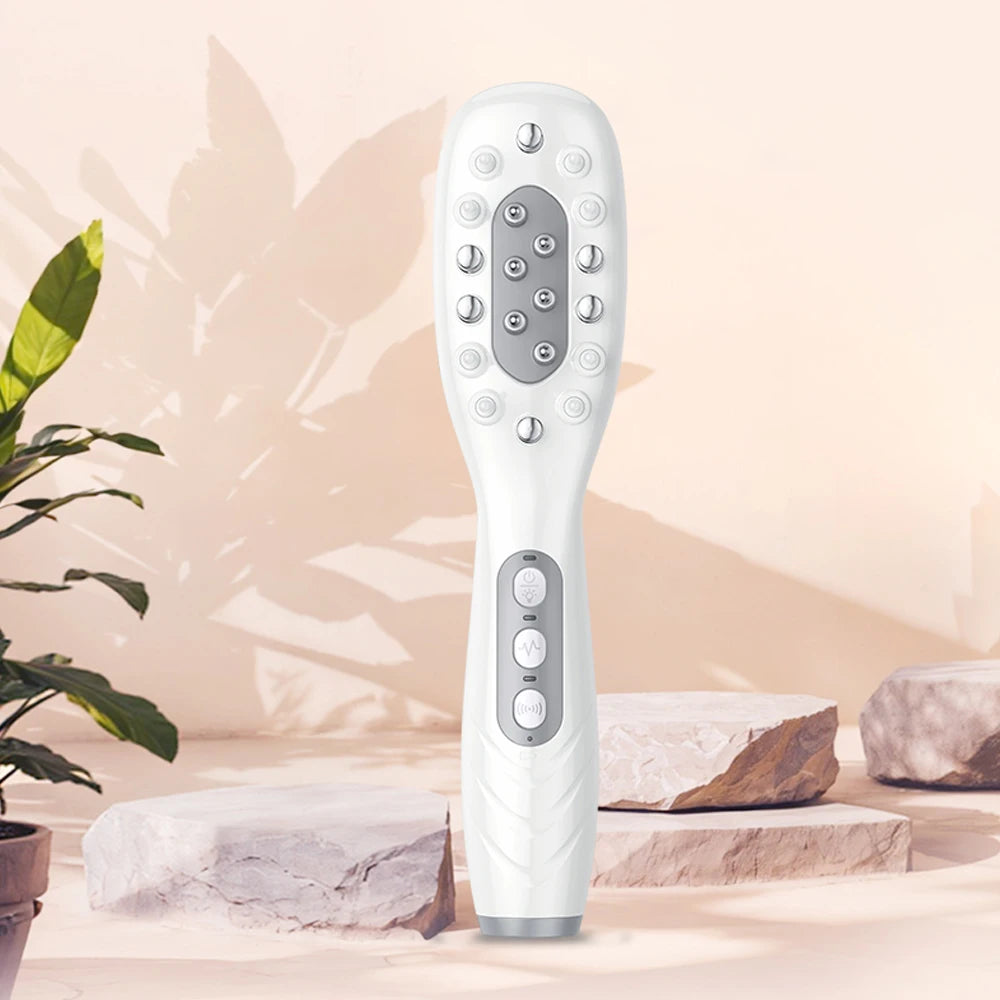 Electric Scalp Massage Comb Red Blue LED Light Therapy EMS Vibration Massage Brush Anti-Hair Loss Medicine Scalp Oil Applicator