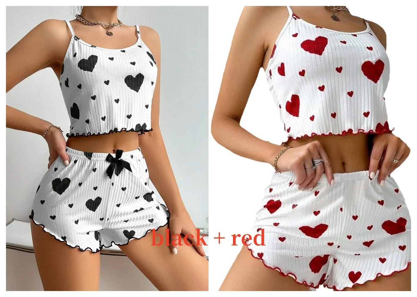 Women's Love Print Pyjama Set – Tank Top & Shorts (S-L)