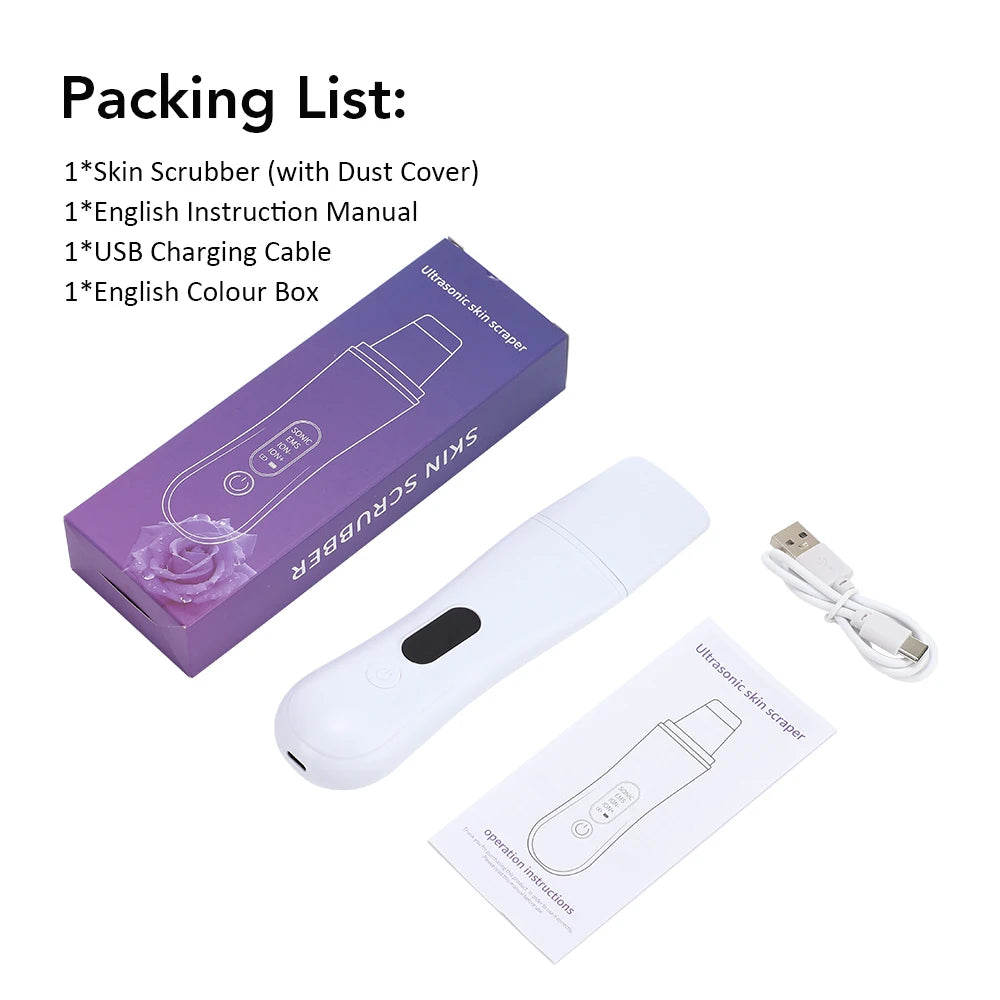 Ultrasonic Skin Scrubber Face Pore Cleaner Deep Cleansing Tool with 4 Modes Peeling Blackhead Remover for Facial Skincare