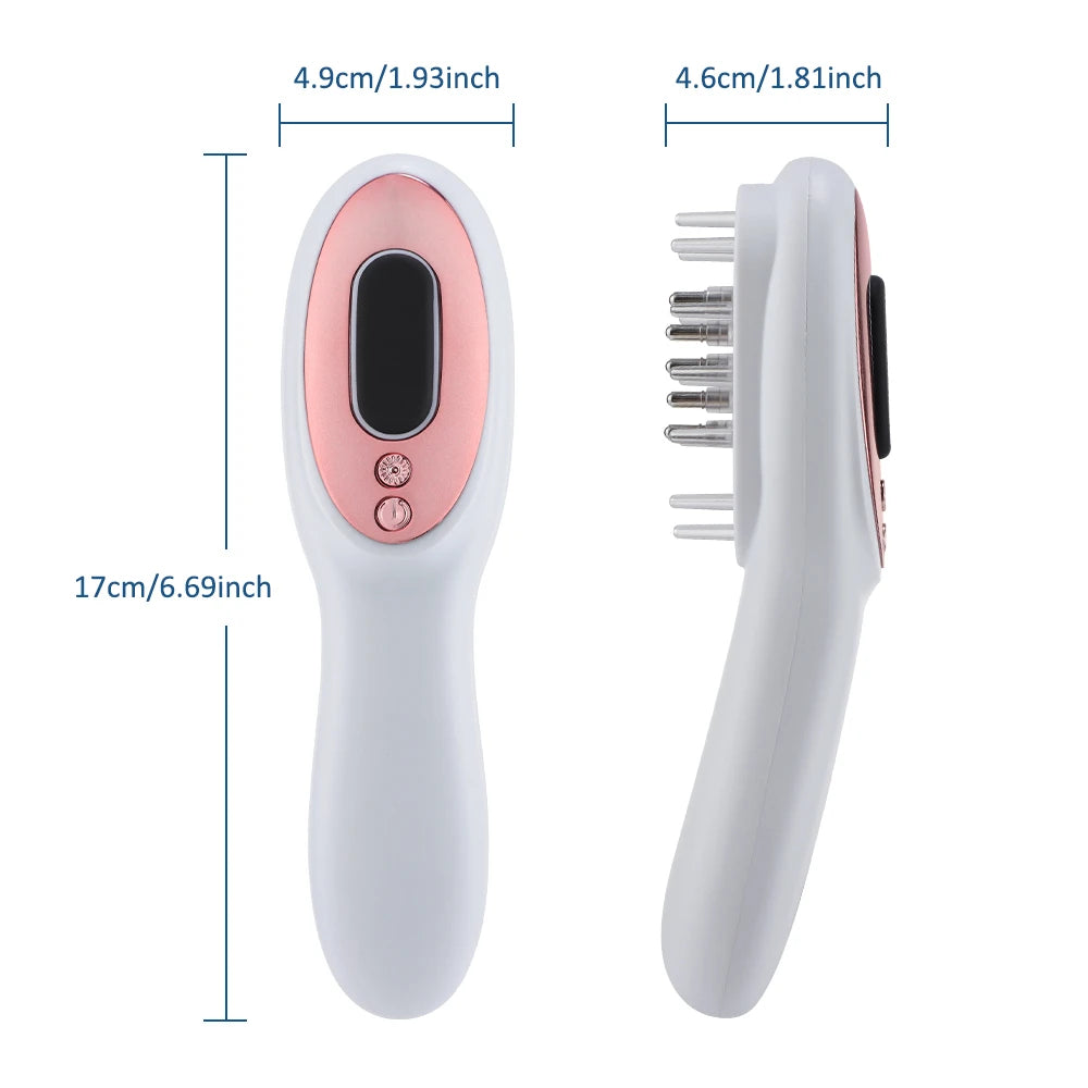 Electric Scalp Massage Comb Red Blue LED Light Therapy EMS Vibration Massage Brush Anti-Hair Loss Medicine Scalp Oil Applicator
