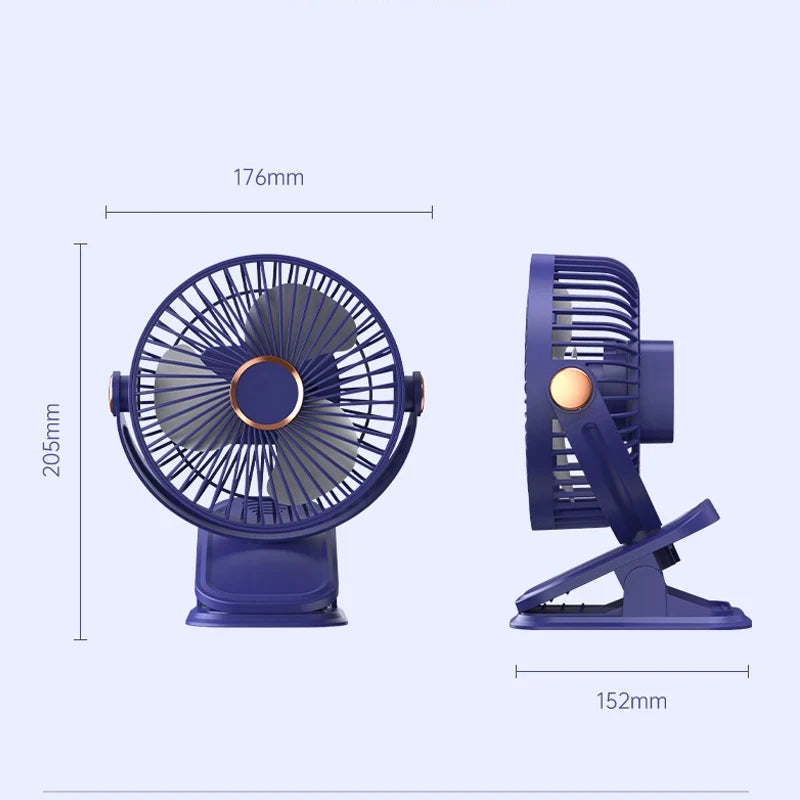 4 in 1 USB Rechargeable Fan with LED Night Light 5 Speed 720° Adjustable Low Noise Mini Desk Clip Fan For Home Office Camping