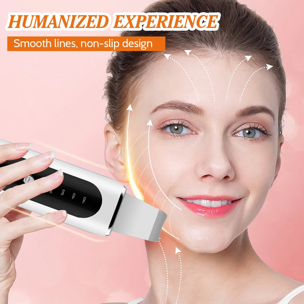 Ultrasonic Skin Scrubber Face Pore Cleaner Deep Cleansing Tool with 4 Modes Peeling Blackhead Remover for Facial Skincare