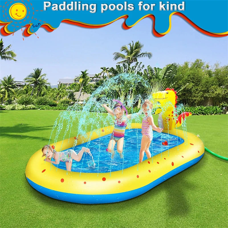 Dinosaur Sprinkler Splash Pool – 3-in-1 Kids Outdoor Water Toy