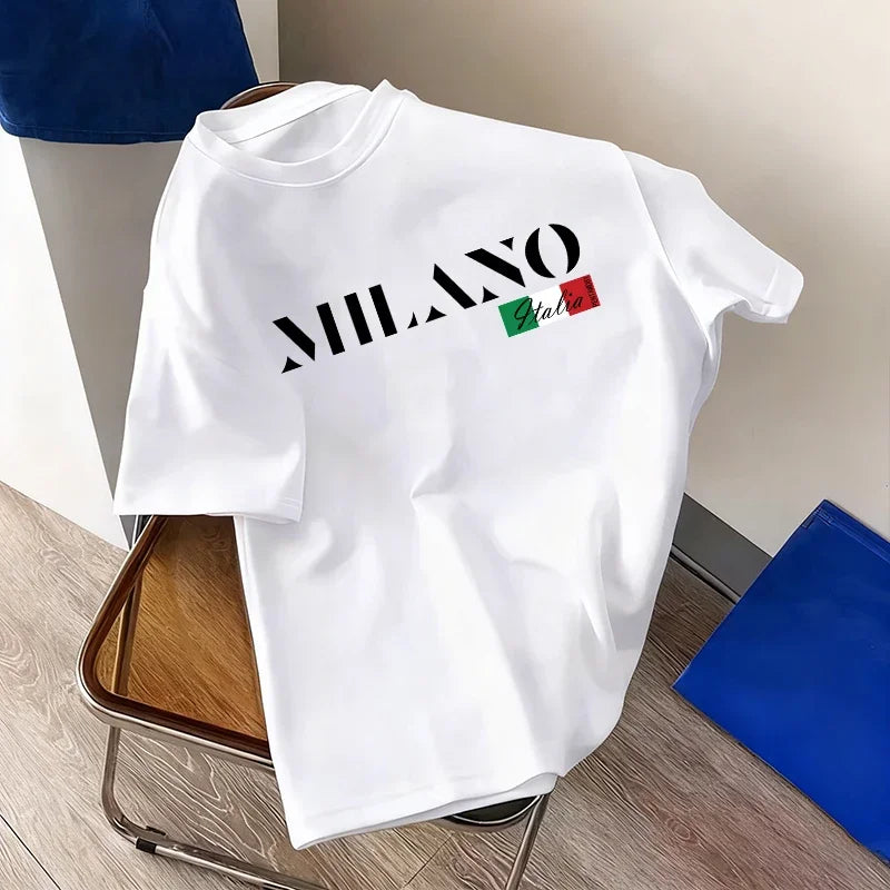 Men's Italy Print Oversized Cotton Tee – 8 Styles