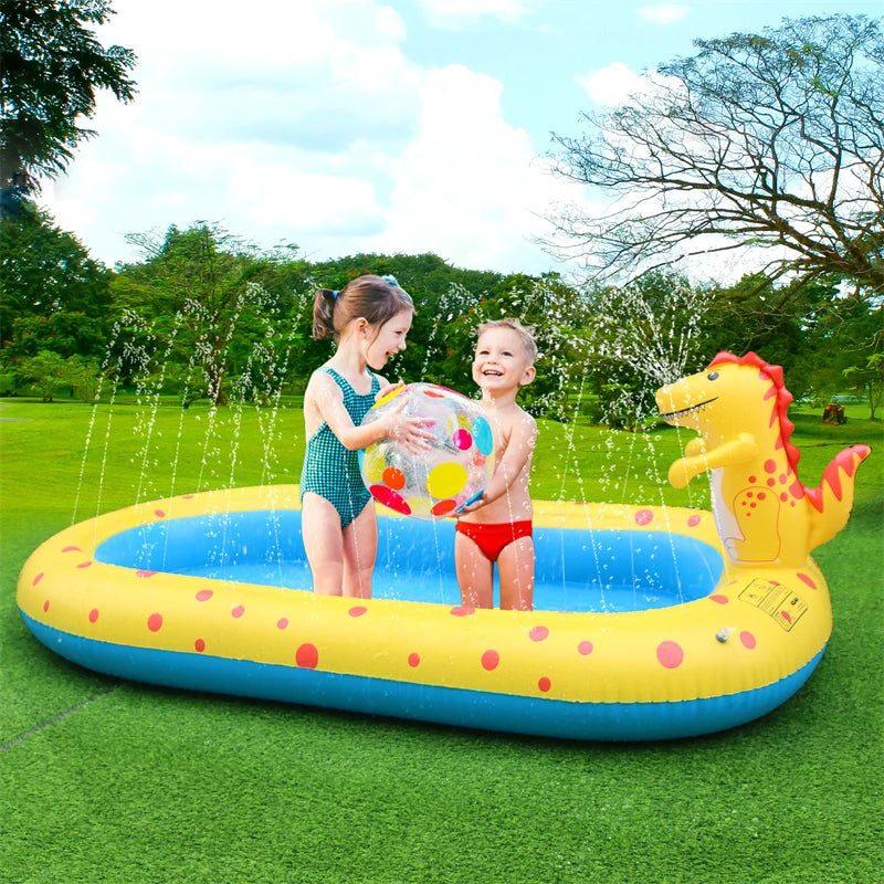 Dinosaur Sprinkler Splash Pool – 3-in-1 Kids Outdoor Water Toy