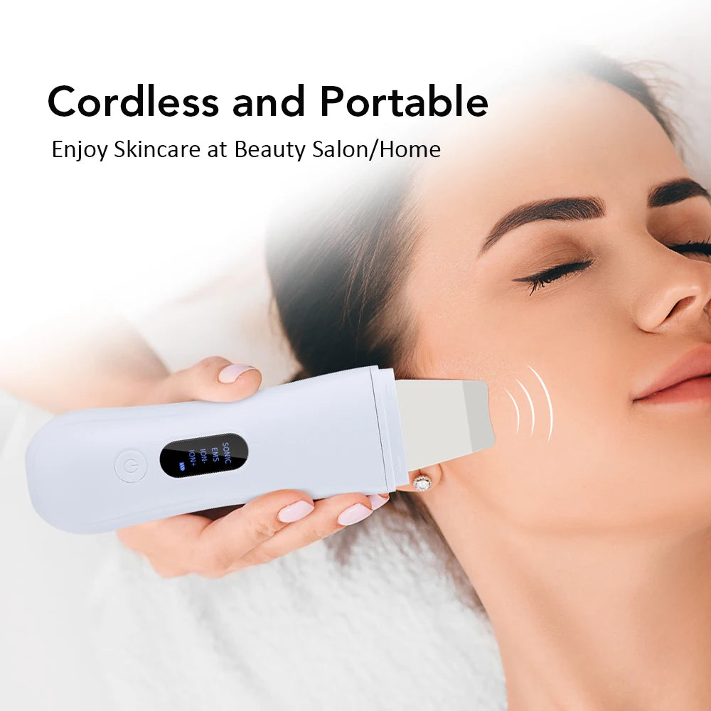 Ultrasonic Skin Scrubber Face Pore Cleaner Deep Cleansing Tool with 4 Modes Peeling Blackhead Remover for Facial Skincare